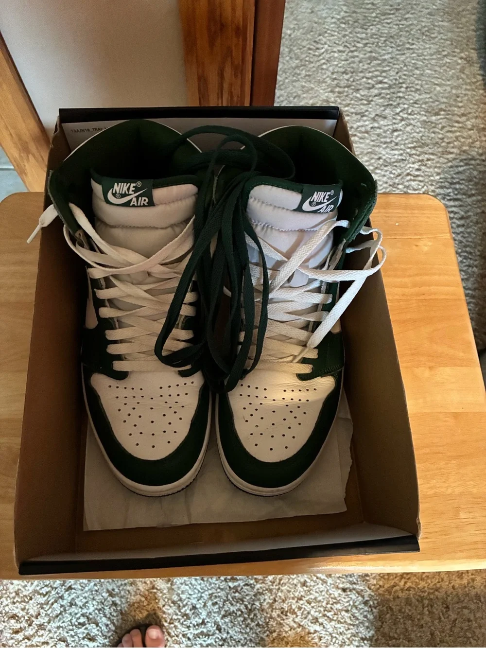 Nike Air Jordan 1 High Top Sneakers - Green, White & Silver